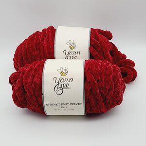 Yarn Bee Chunky Knit Velvet Yarn Red 2 Skeins